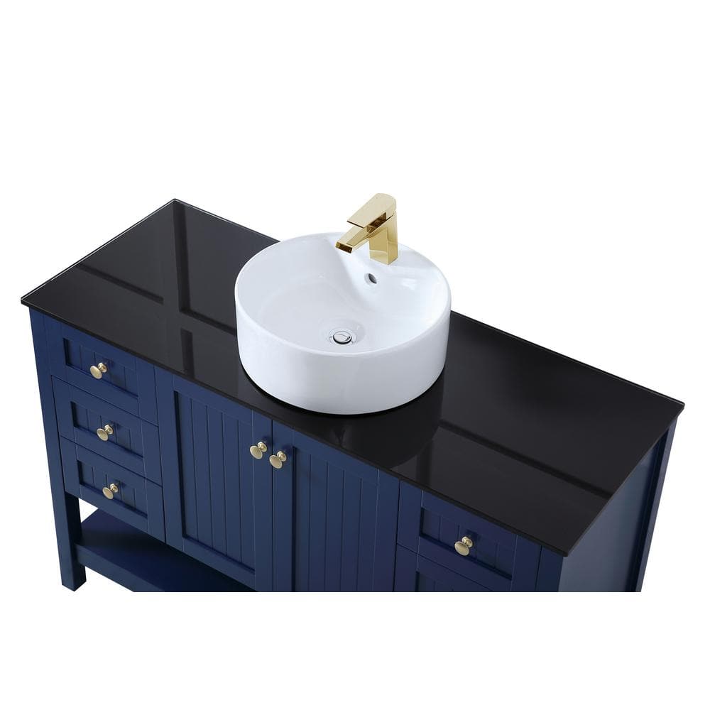Blue 48" Steel and Porcelain Freestanding Bathroom Vanity