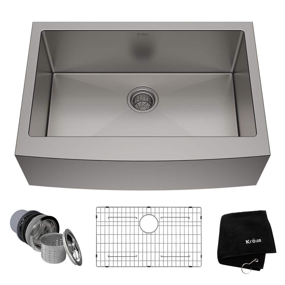 KRAUS Standart PRO Farmhouse Apron-Front Stainless Steel 30 in. Single Bowl  Kitchen Sink KHF200-30 The Home Depot