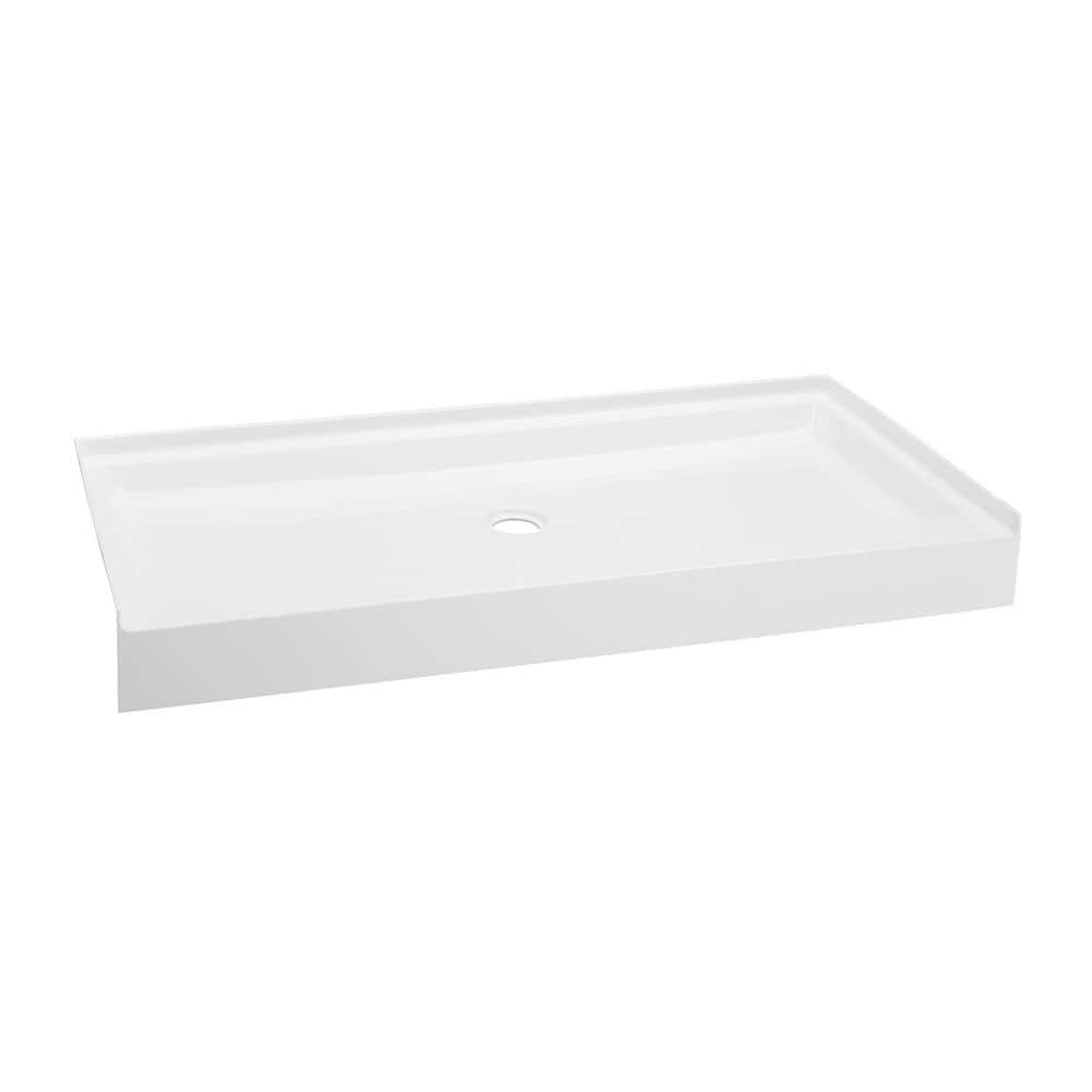 Voltaire 60" x 32" White Acrylic Shower Base with Center Drain