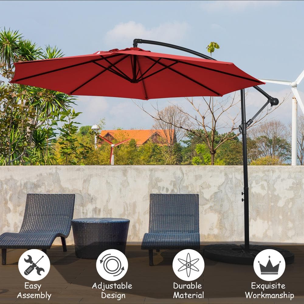 10ft Red Cantilever Patio Umbrella with Steel Frame