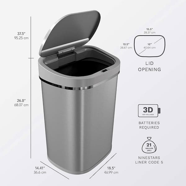 Touchless Motion Trash Can, 3.9 Gallon, Gold