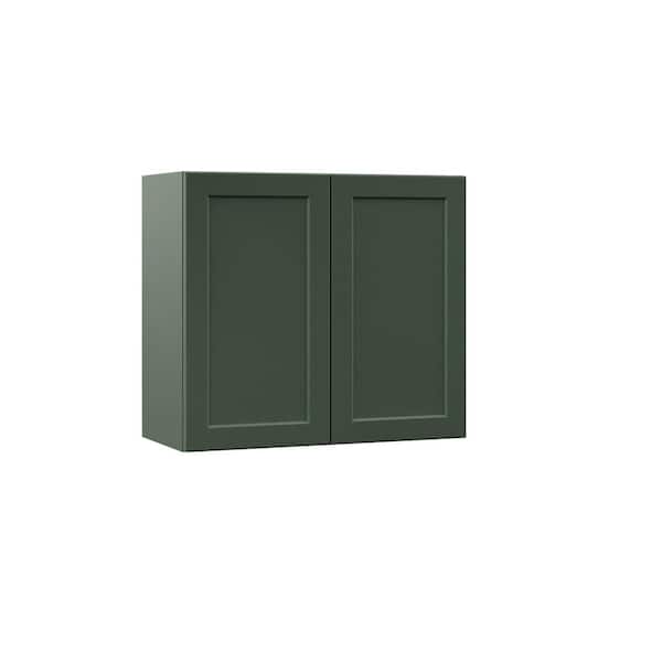Hampton Bay Designer Series Melvern 27 in. W 12 in. D 24 in. H Assembled Shaker Wall Kitchen Cabinet in Forest