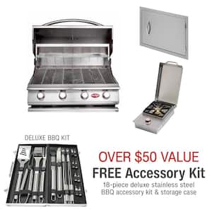 G4 24 in. 4-Burner Built-In Propane Grill with 27 in. Double Door and Single Side Burner