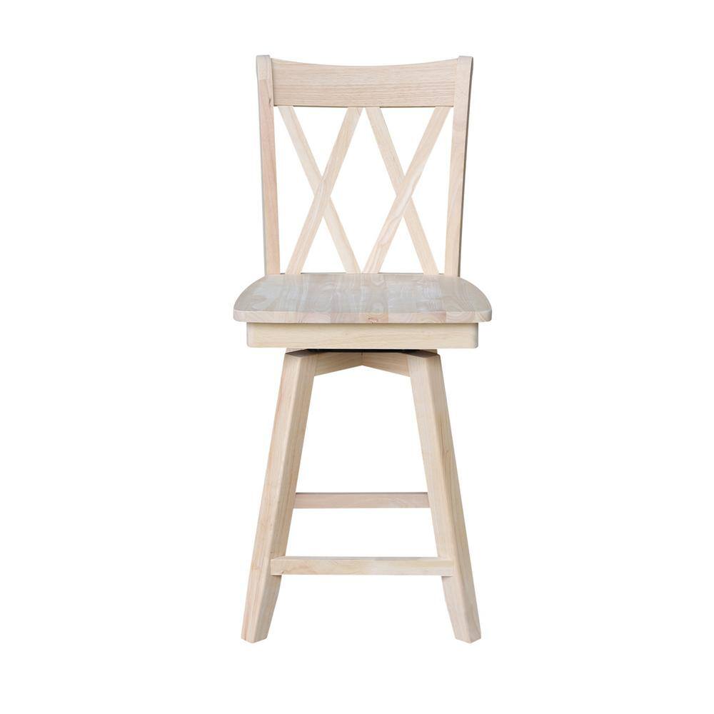 24" Unfinished Double X Back Swivel Wood Counter Stool