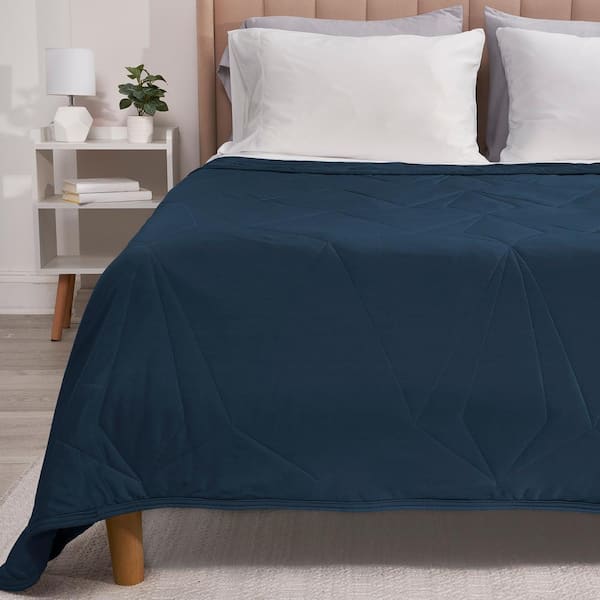 bedgear Cooling Blanket for Hot Sleepers Queen Size Navy Nylon Instant Cooling Fabric Moisture Wicking Soft Lightweight Blanket