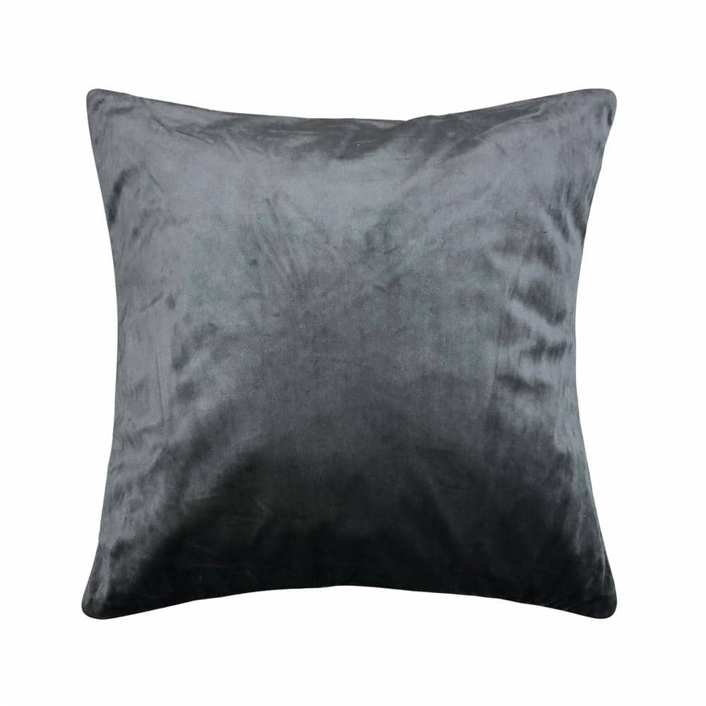 Harper Lane Velvet Dark Grey 18 in. x 18 in. Decorative Pillow