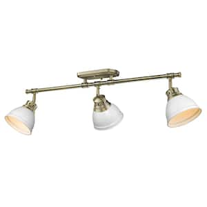 Duncan AB 35.375 in. 3-Light Aged Brass Semi-Flush Mount