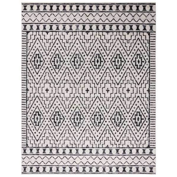 Tulum 7 ft. x 9 ft. Black/Ivory Tribal Ikat Area Rug