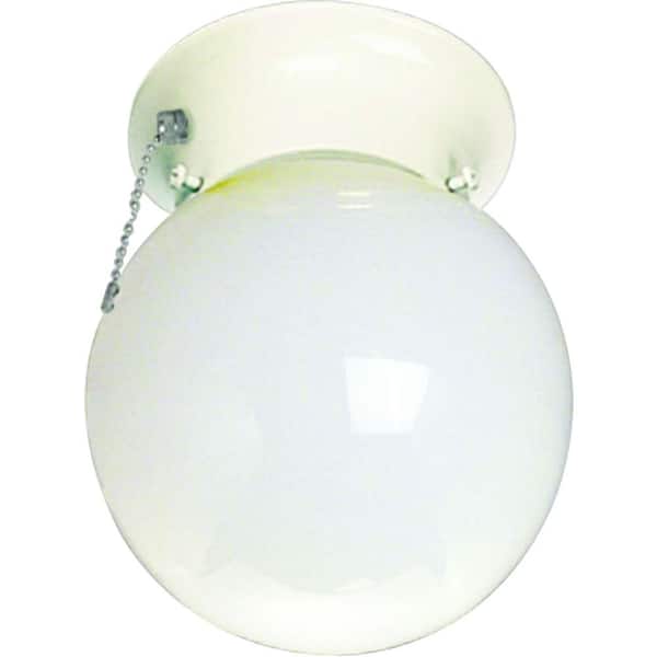 Volume Lighting 1-Light White Flush Mount