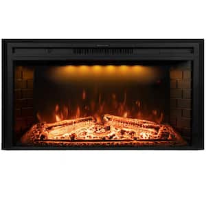 40 in. Electric Fireplace Inserts, Retro Fireplace Heater with 3 Colors Atmosphere Light, 1500 Watt, Black