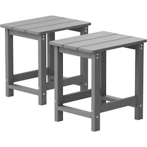 16.7 in. H Grey Square Plastic Adirondack Outdoor Side Table (2-Pack)