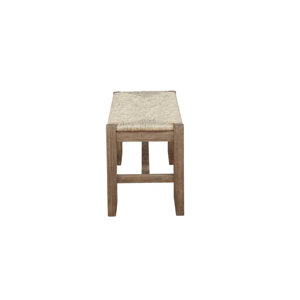 Newport 40" Light Brown Wood Bench with Rush Seat