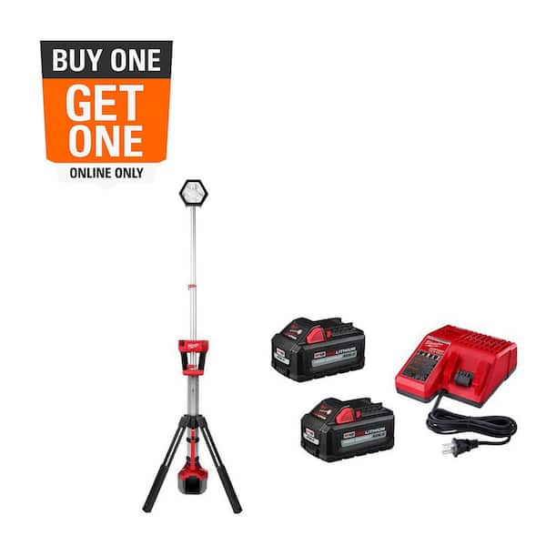 M18 18-Volt Lithium-Ion Cordless Rocket Dual Power Tower Light w/Two 6.0 Ah Battery and Charger