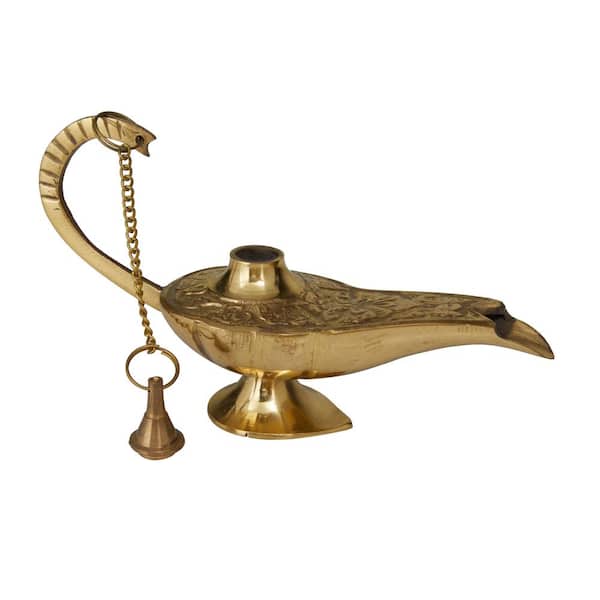 Litton Lane Brass Metal Aladdin Lamp 042218 - The Home Depot