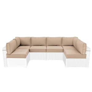 26 in. x 26 in. x 5 in. (14-Piece) Deep Seating Outdoor Lounge Chair Sectional Cushion Sand