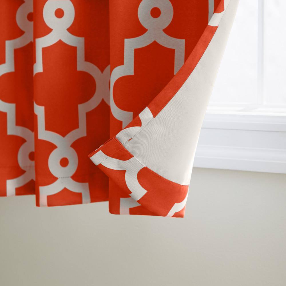 Mecca Orange Polyester Blackout Grommet Curtain Panels