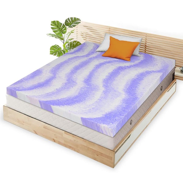 Unbranded 2 in. Memory Foam Mattress Topper King Size, Swirl Bed Toppers Soft Foam Mattress Pad Toppers for Pressure Relief