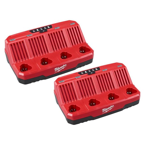 Milwaukee M12 12- Volt Lithium-Ion 4-Port Sequential Battery Charger (2-Pack)