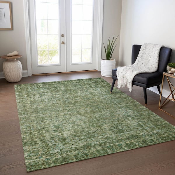 Chantille Machine Washable Indoor/Outdoor Abstract ACN1744 Olive 10 ft. x 14 ft. Area Rug