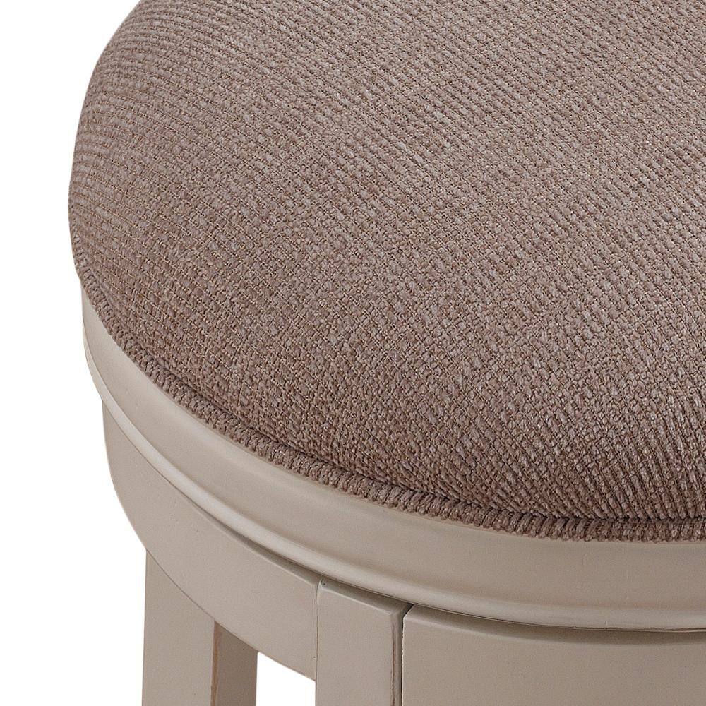 Transitional 26'' Swivel Backless Counter Stool in Antique White and Light Brown