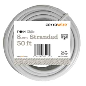 50 ft. 8 Gauge White Stranded Copper THHN Wire