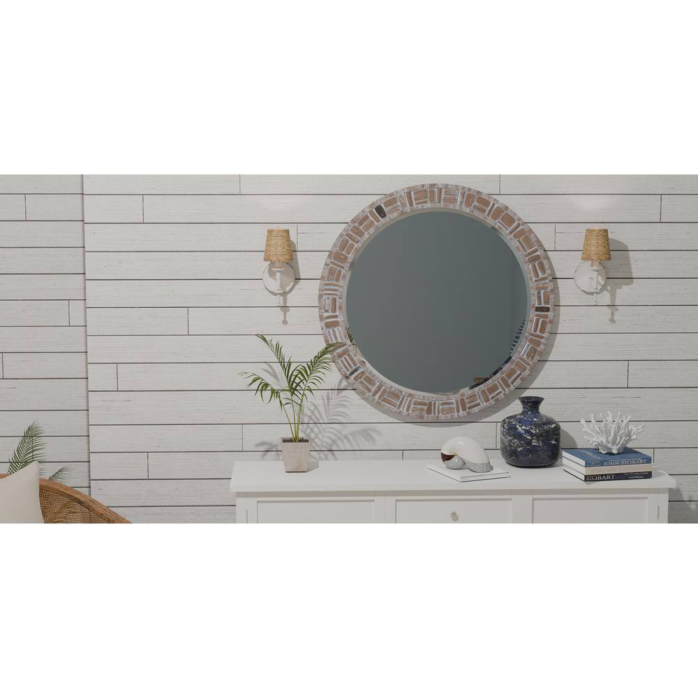 Antique White Seagrass Shade Coastal Wall Sconce