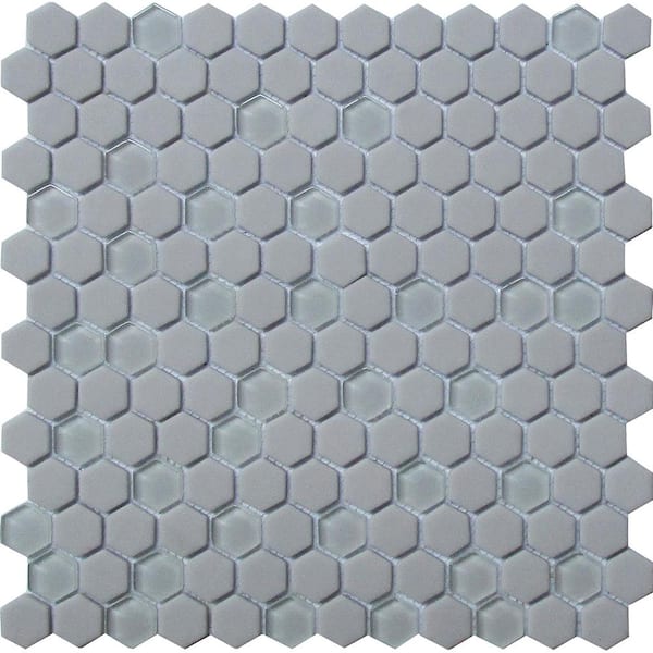 Apollo Tile Gray 4 in. x 5 in. Hexagon Polished Recycled Glass Mosaic Tile Sample (0.13 sq. ft./Piece)