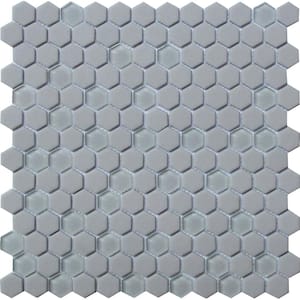Gray 11.8 in. x 12 in. Hexagon Polished Recycled Glass Mosaic Tile (4.92 sq. ft./Case)