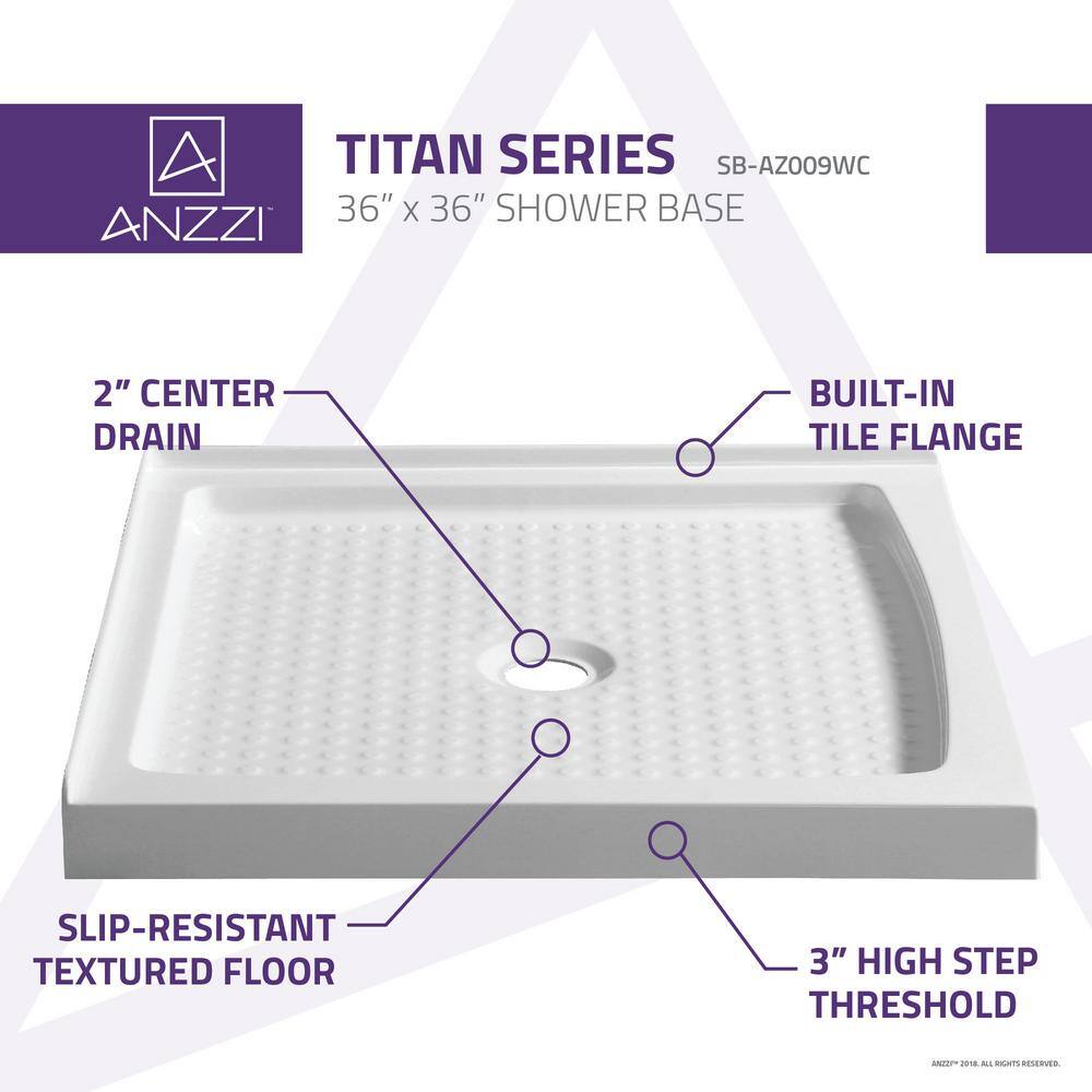 Titan Series 36'' White Acrylic Square Shower Base