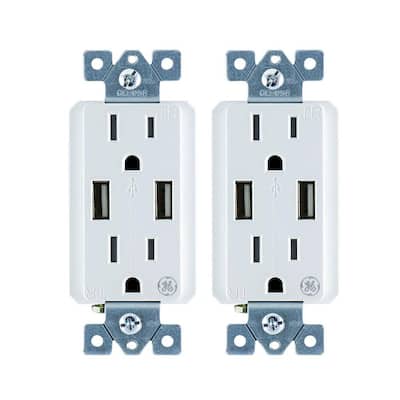 4 Amp High Speed USB Charger Duplex Outlet 15 Amp Tamper Resistant In-Wall Duplex Outlet with Ultra Charge Tech (2-Pack)