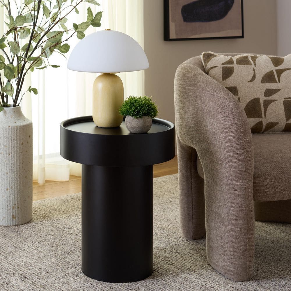Avony 16 in. Black Metal End Table