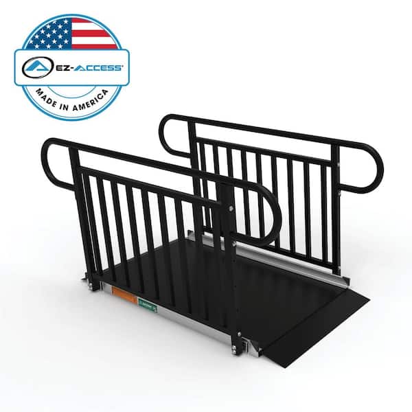 EZ-ACCESS GATEWAY 3G 5 ft. Aluminum Solid Surface Black Wheelchair Ramp with Black Vertical Picket Handrails