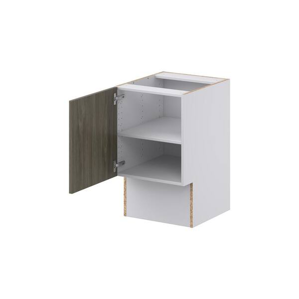 J COLLECTION Medora Textured Slab Walnut Assembled 18 in. W x 30 in. H x 21 in. D Accessible ADA Vanity Base Kitchen Cabinet