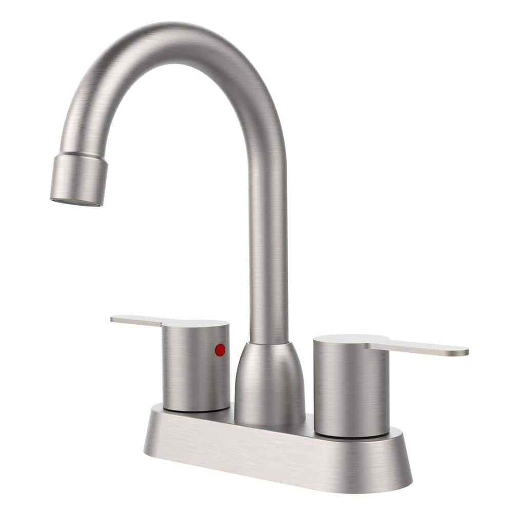 4 in. Centerset Double Handle Bathroom Faucet with Rotating Spout Brass 3-Hole Bathroom Vanity Taps in Brushed Nickel price history on PriceWatchPro