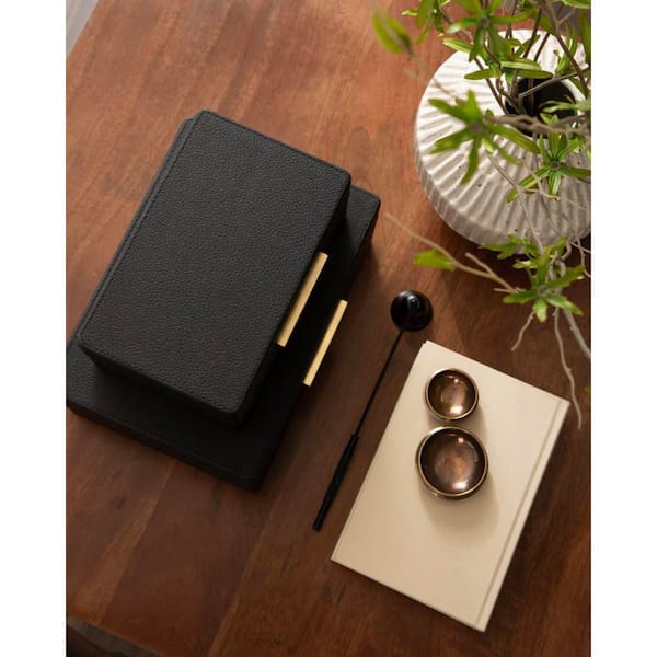 Namina Black 10 in. x 4 in. Plastic Decorative Box Set of 2