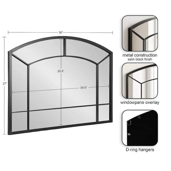 Gervais Black 36 in. W x 27 in. H Transitional Arch Metal Framed Mirror