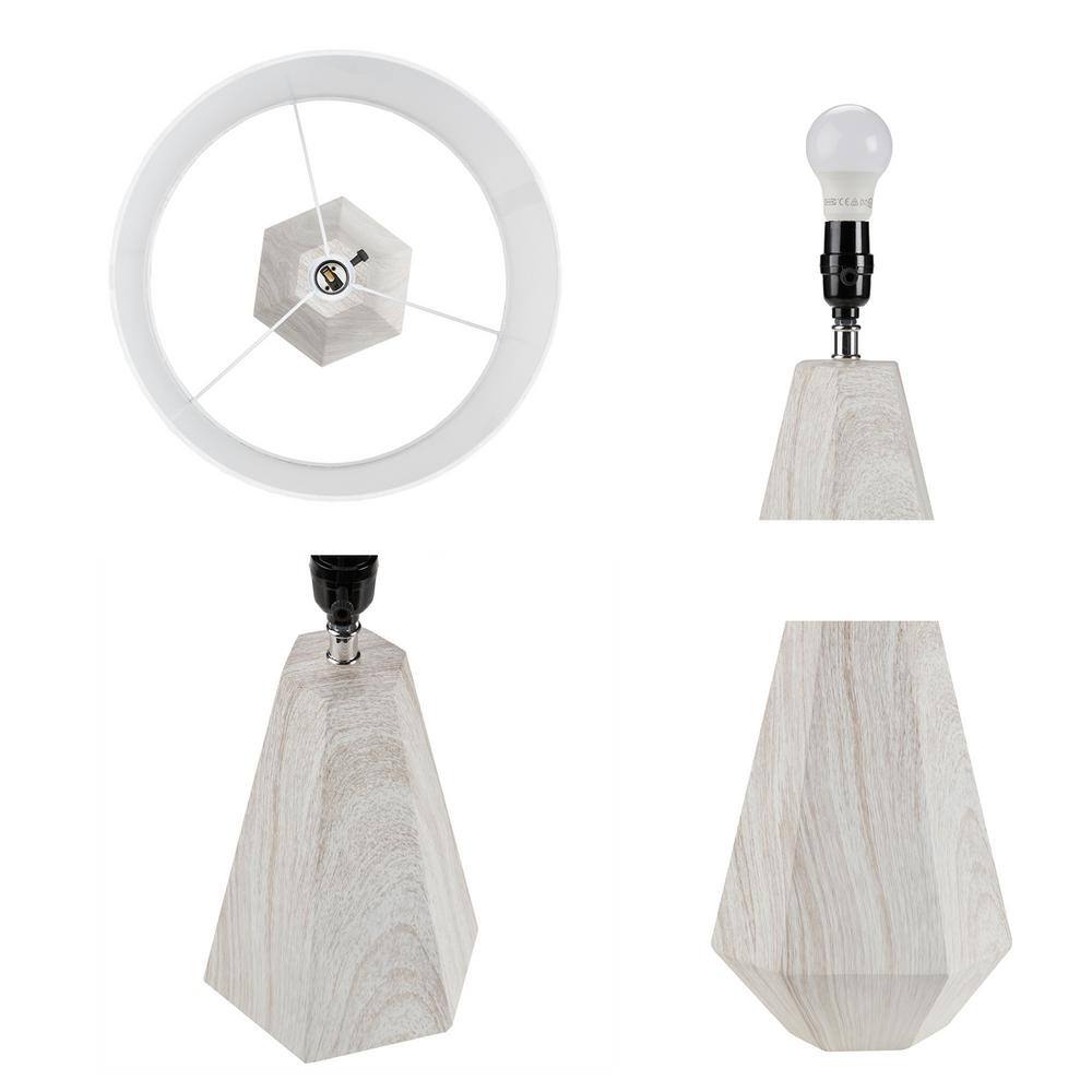 Flinn White Resin Table Lamp with Drum Shade