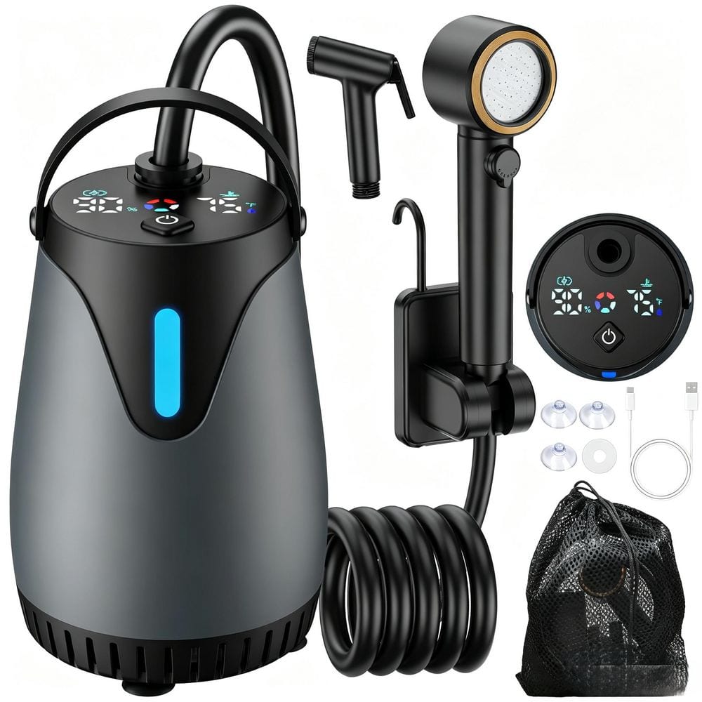 Helhom Freestanding Portable Camping Shower w/ 5 Pressure and 4