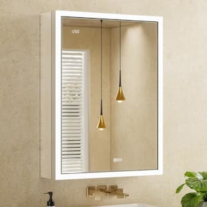 Elega 24 in. W x 32 in. H Rectangular Aluminum Recessed/Wall Mount Dimmable Fogless Lighted Medicine Cabinet with Mirror