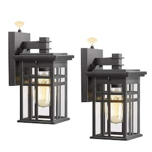 Black Dusk to Dawn Outdoor Hardwired Wall Lantern Sconce with No Bulbs Included (2-Pack)