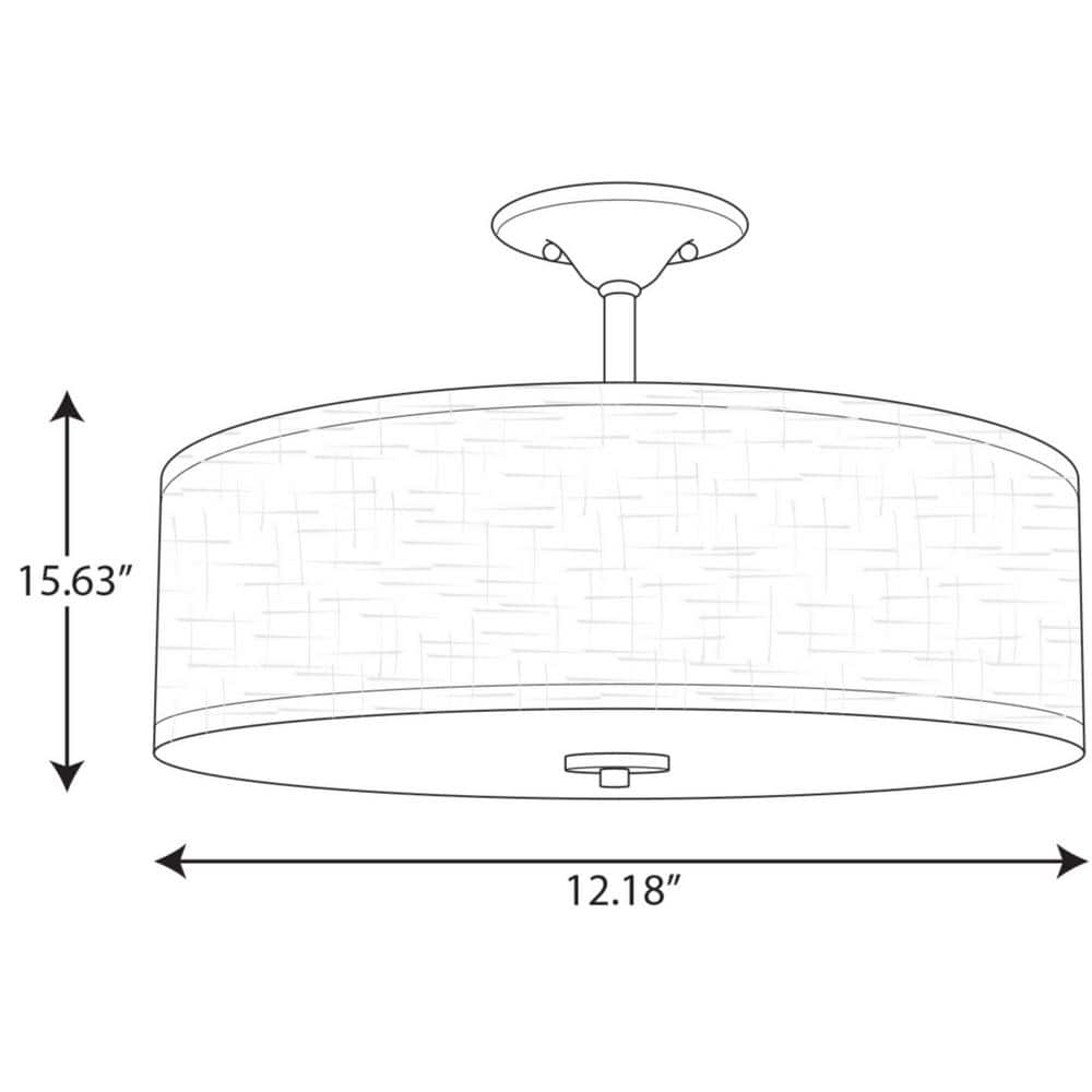 Brushed Nickel 18" Drum Semi-Flush Mount with Off-White Linen Shade