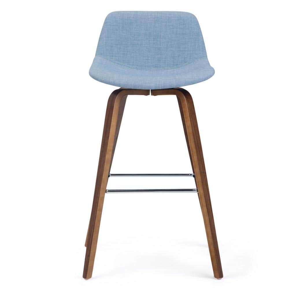 Randolph Denim Grey Linen Bentwood Counter Stools, Set of 2