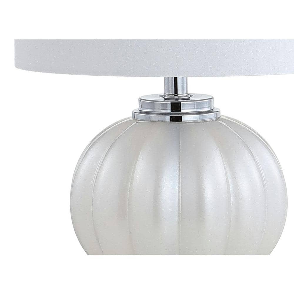 Iridescent Ivory 17.5" Glass Table Lamp with White Silk Shade