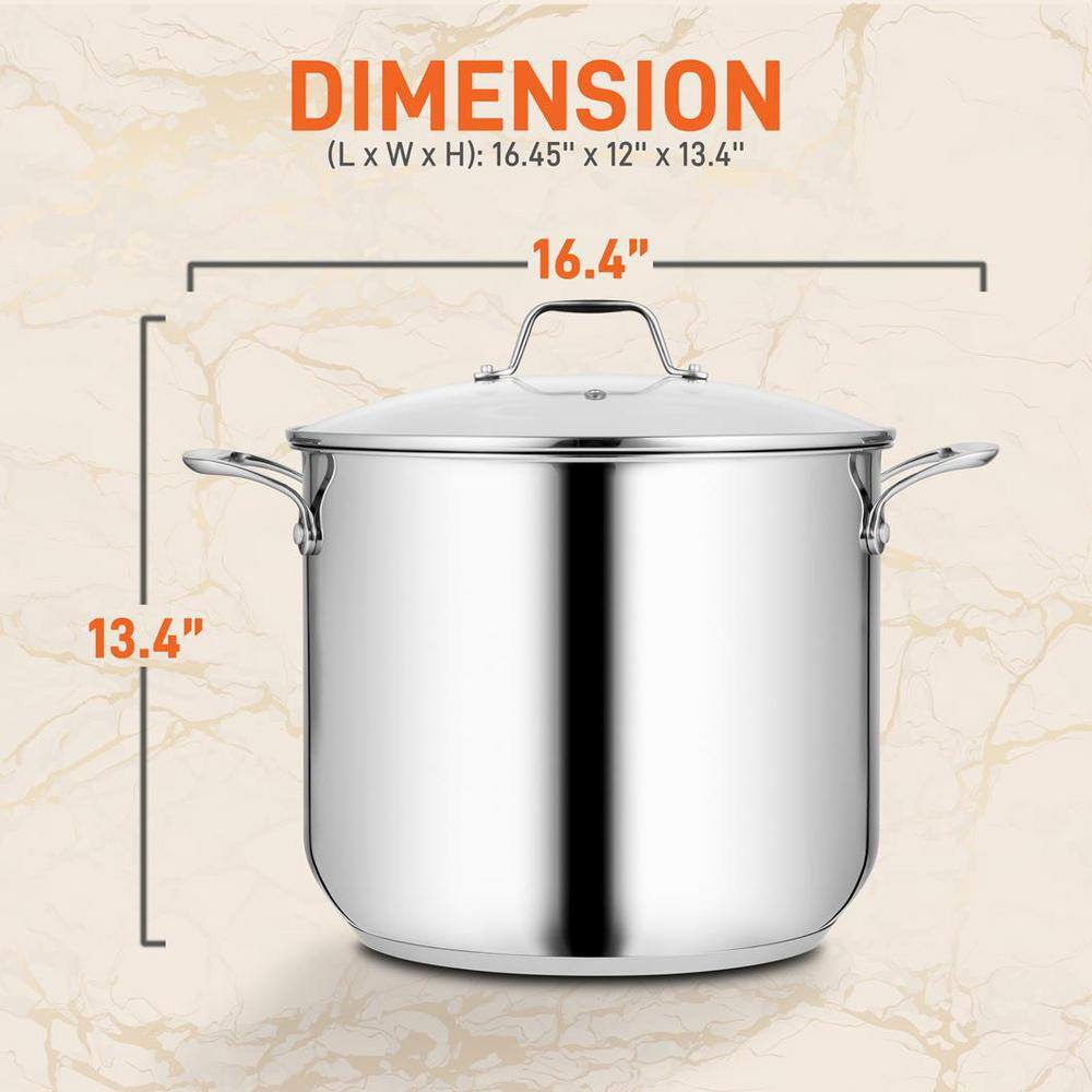 NutriChef 19-Quart Stainless Steel Stock Pot with Lid