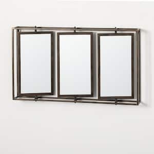 18 in. x 31.25 in. Farmhouse Triple Rectangle Framed Decorative Mirror