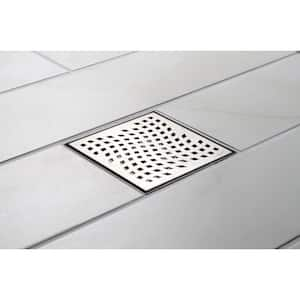 Designline 6 in. x 6 in. Stainless Steel Square Shower Drain with Wave Pattern Drain Cover