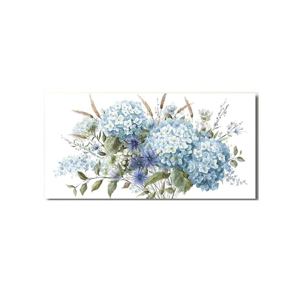 Flowers Canvas Wall Art-Blue Floral Canvas Pictures, Living Room