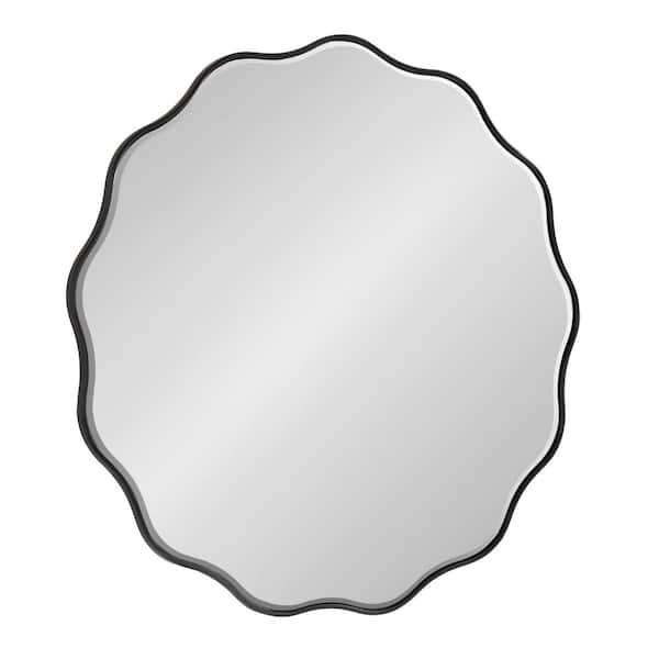 Kate and Laurel Viona 32.00 in. W x 32.00 in. H Black Scalloped Modern Framed Decorative Wall Mirror