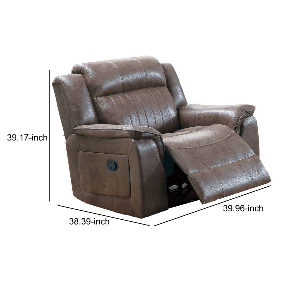 Brown Microfiber Recliner Chair with Pillow Top Arms