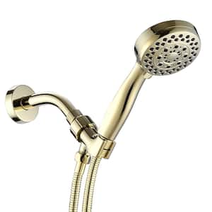 6-Spray Patterns 3.5 in. Single Wall Mount 2.5 GPM Handheld Shower Head in Brushed Gold